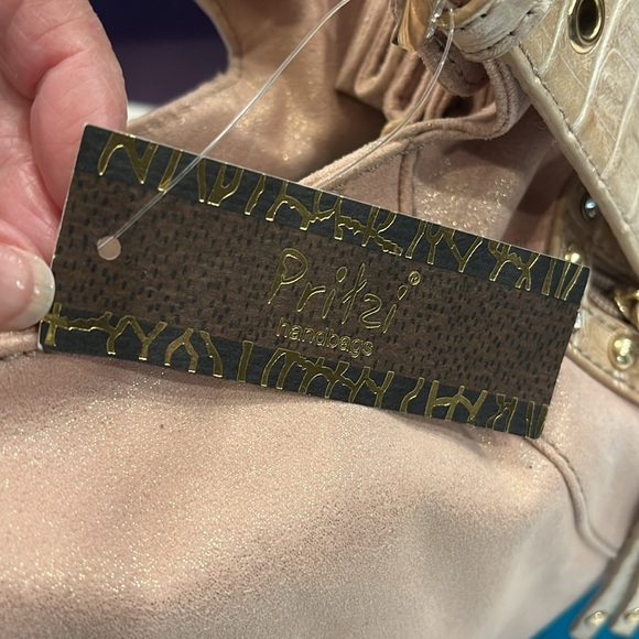 Pritzi Pink Blush Handbag. Has with a slight sparkle & Studs & Rhinestone - Picture 8 of 15